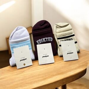 EDIKTED women’s sock bundle of three..White/Blue, Burgundy, grey
